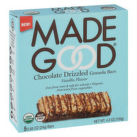 MadeGood Granola Bars, Vanilla Flavor, Chocolate Drizzled, 5 Pack, 5 Each