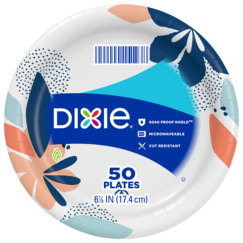 Dixie Paper Plates, 6.8 Inch Dessert or Snack Plate (Design May Vary)