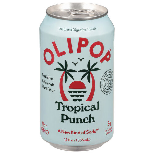 OLIPOP Prebiotic Soda, Tropical Punch