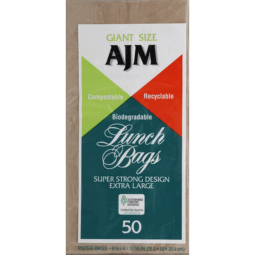 Ajm Paper Lunch Bags, Giant Size
