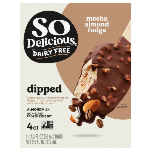 So Delicious Dairy Free Dipped Mocha Almond Fudge Almond Milk Frozen Dessert Bar