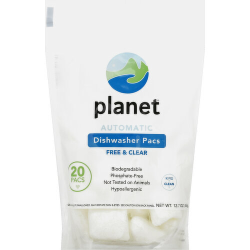 Planet Dishwasher Pacs, Free & Clear, Automatic