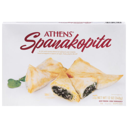 Athenos Fillo Appetizers, Spinach & Cheese Filled, Spanakopita