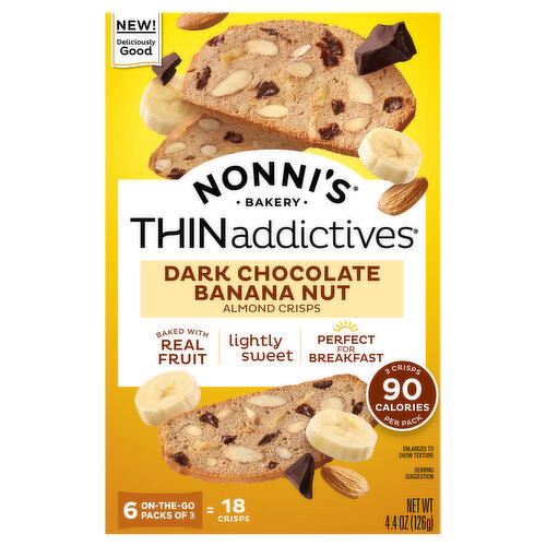 Nonni's THINaddictives Almond Thins Dark Chocolate Banana Nut