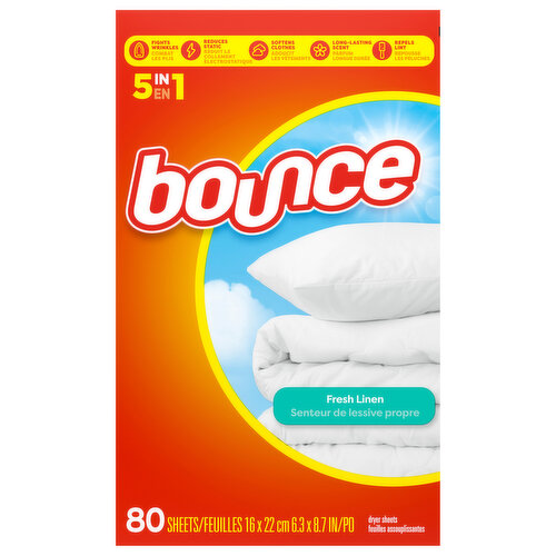 Bounce Fabric Softener Dryer Sheets, Fresh Linen