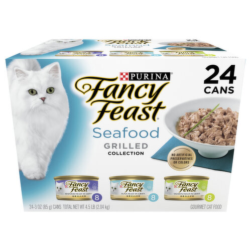 Purely Fancy Feast Gravy Wet Cat Food Variety Pack, Seafood Grilled Collection