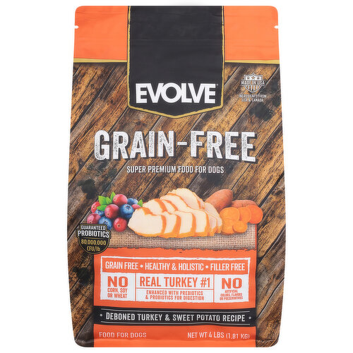 Evolve Dog Food, Grain-Free, Deboned Turkey & Sweet Potato Recipe, Super Premium
