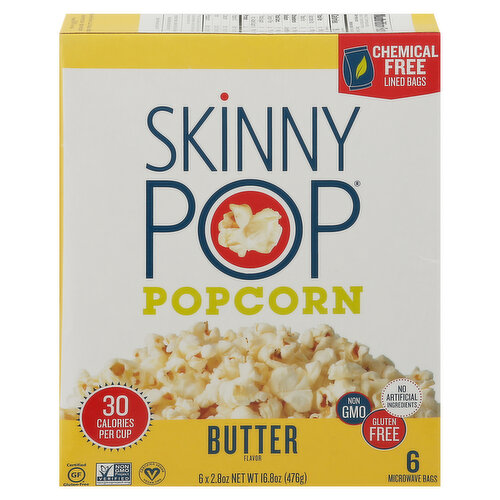 SkinnyPop Microwave Popcorn, Butter