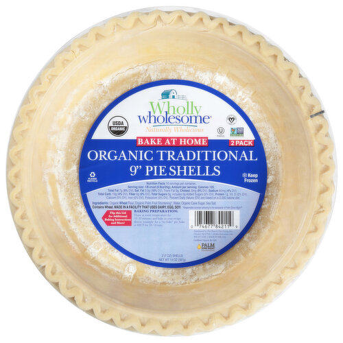 Wholly Wholesome Pie Shells, Organic, Traditional, 9 Inch