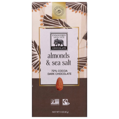 Endangered Species Chocolate, Sea Salt + Dark Chocolate, 72% Cocoa
