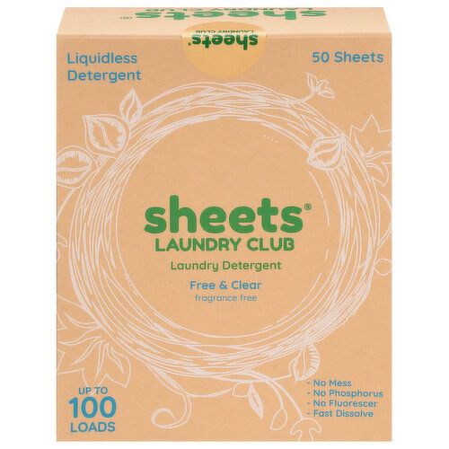 Sheets Laundry Club Free & Clear Laundry Sheets