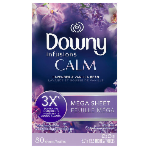 Downy Infusions Mega Dryer Sheets Calm Lavender & Vanilla Bean