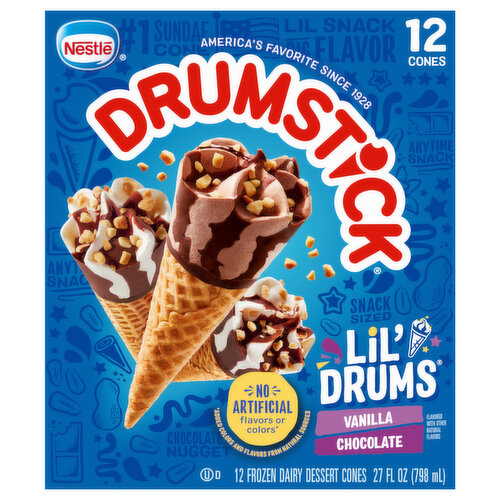 Drumstick Vanilla and Chocolate with Chocolatey Swirls Sundae Cones