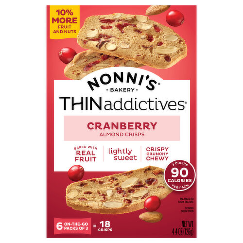 Nonni's Cookies, Almond Thin, Cranberry