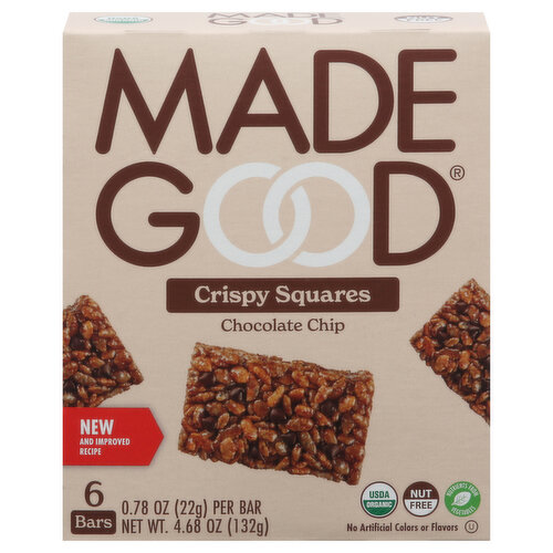 Made Good Crispy Squares, Chocolate Chip, 6 Pack