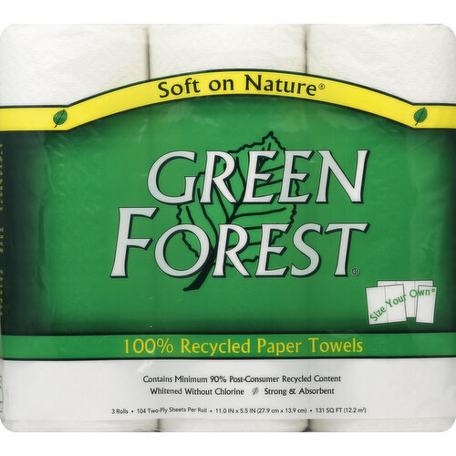 Green Forest Paper Towels, 100% Recycled, Size Your Own, Two-Ply