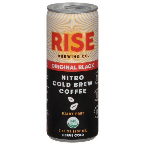 Rise Coffee, Nitro Cold Brew, Dairy Free, Original Black