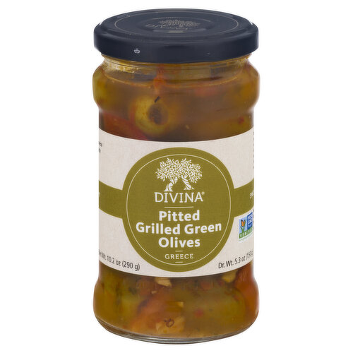 Divina Olives, Green, Grilled, Pitted