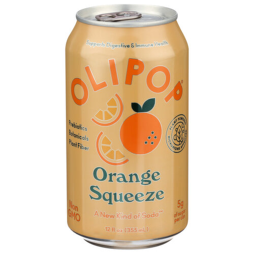 OLIPOP Prebiotic Soda, Orange Squeeze