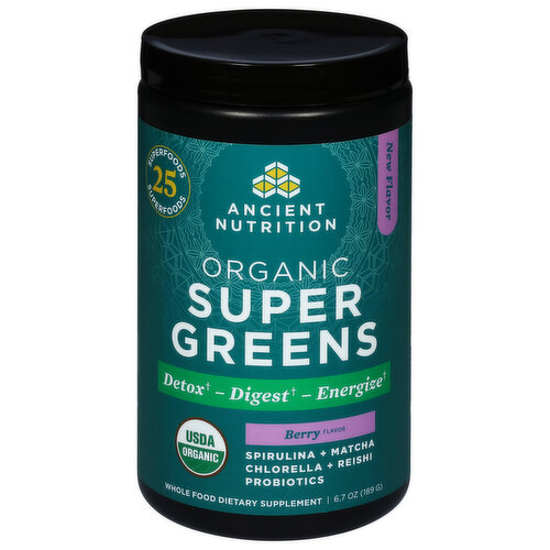 Ancient Nutrition Organic SuperGreens Powder, Berry