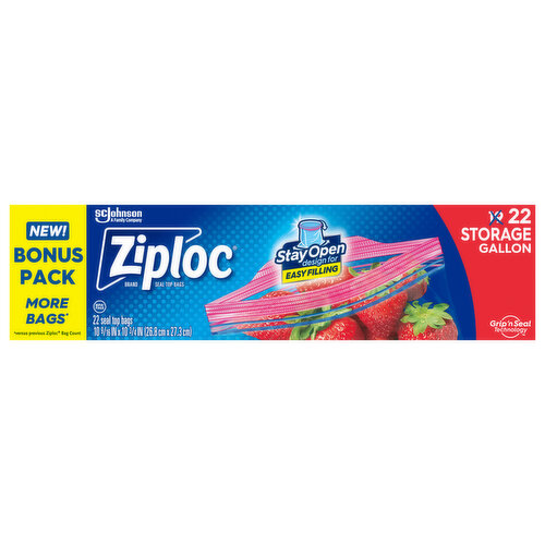 Ziploc Storage Bags Gallon Stay Open