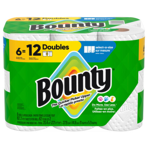 Bounty Dr Sas White Paper Towel Rolls 6 count