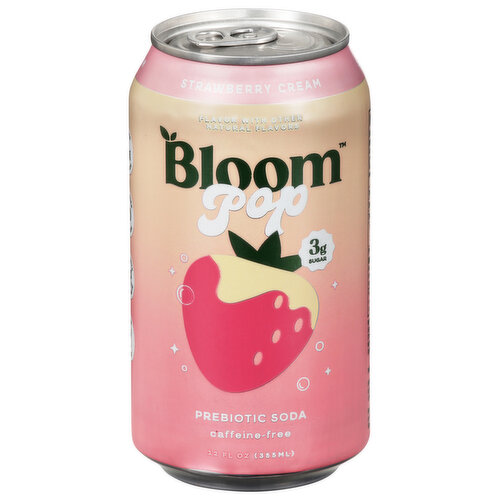 Bloom Pop Prebiotic Soda Strawberry Cream