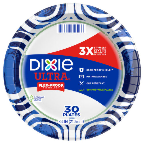 Dixie Ultra Paper Plates, 8.5 Inch Lunch and Dinner Plate (Designs May Vary)