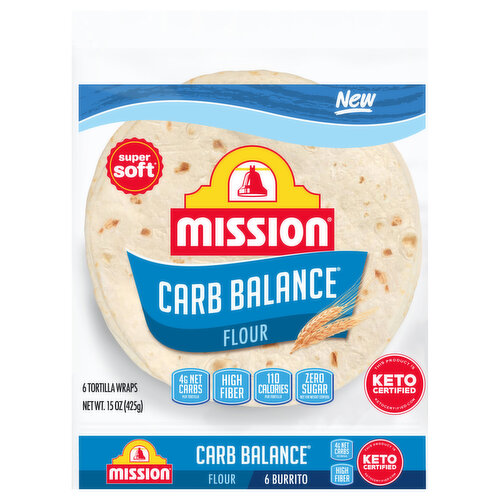 Mission Flour Carb Balance Burrito Tortillas 10-Inch