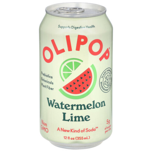 OLIPOP Prebiotic Soda, Watermelon Lime