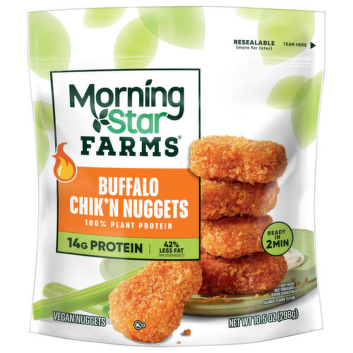 Morning Star Farms Meatless Chicken Wings, Plant Based Protein Vegan Meat, Buffalo