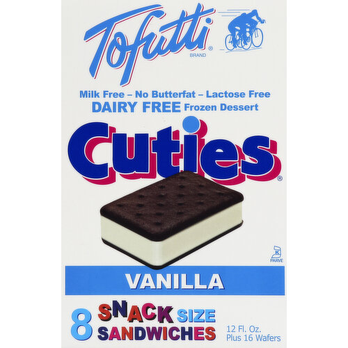 Cuties Tofutti Dairy Free Frozen Dessert Sandwiches Vanilla - 8 CT