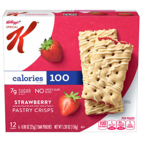 Kellogg's Special K Pastry Crisps, Breakfast Bars, 100 Calorie Snacks, Strawberry