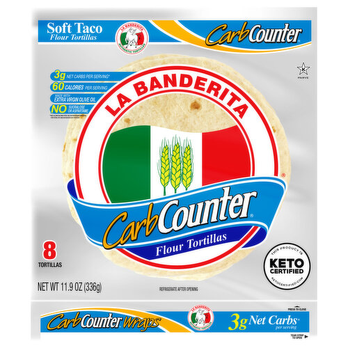 La Banderita Carb Counter 8in Low Carb Tortilla, Keto Friendly