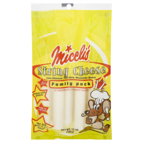 Miceli's String Cheese, Low-Moisture, Part-Skim, Mozzarella, Family Pack