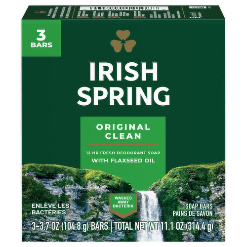 Irish Spring Deodorant Soap, Original, Bath Size