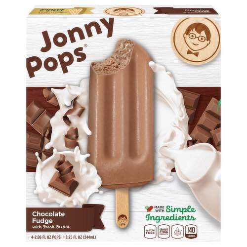 JonnyPops Cream Bars, Chocolate Fudge with Fresh Cream