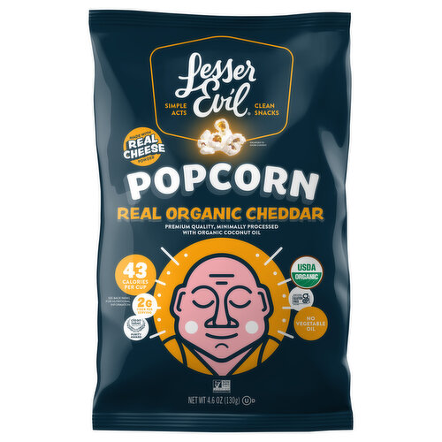 Lesser Evil Popcorn Real Organic Cheddar