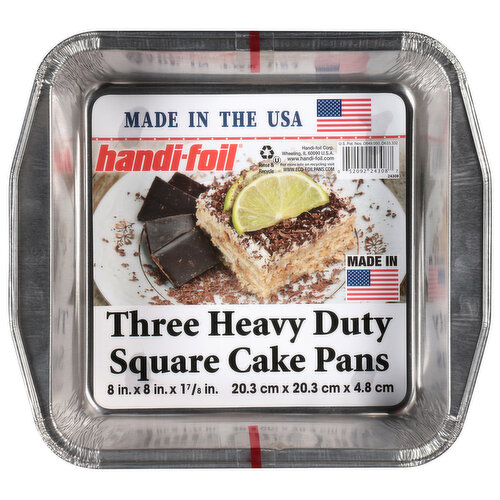 Handi-Foil Cake Pans, Square, Heavy Duty, 3 Pack