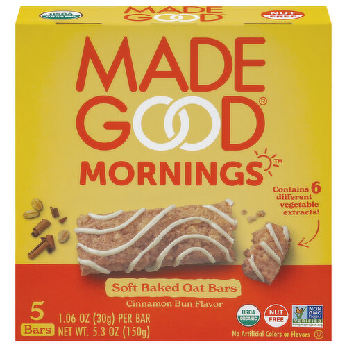 MadeGood Morning Soft Baked Oat Bars Cinnamon Bun