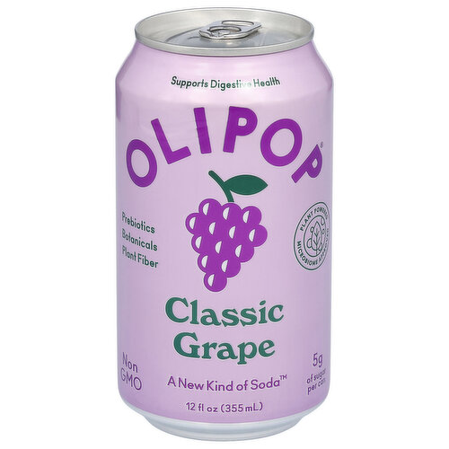 OLIPOP Prebiotic Soda, Classic Grape