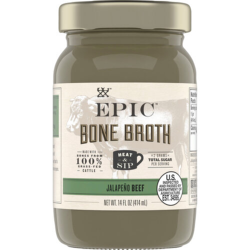 Epic Beef Jalapeno Sea Salt Bone Broth, Keto Friendly, Paleo Friendly