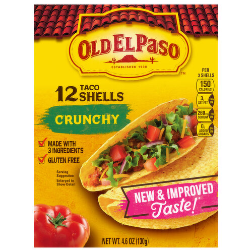 Old El Paso Crunchy Shells, Gluten Free, 12 Count