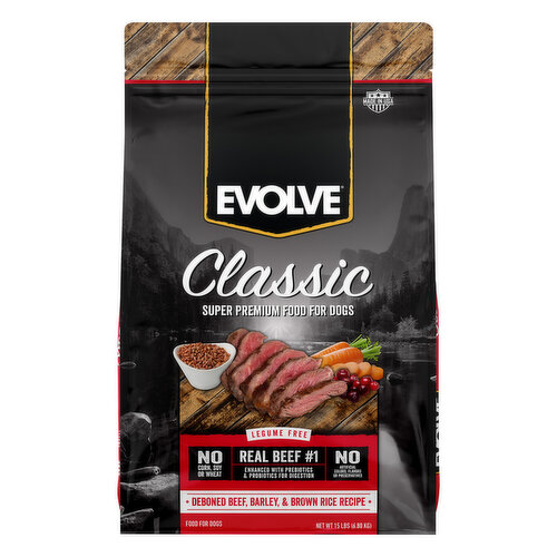 Evolve Food for Dogs, Deboned Beef, Barley & Brown Rice Recipe