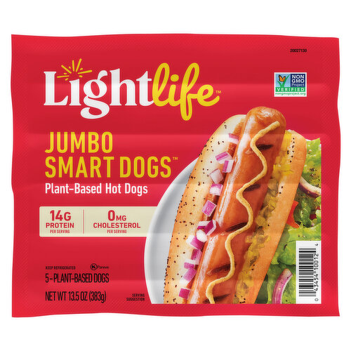 Lightlife Jumbo Smart Dogs, Plant-Based Hot Dogs