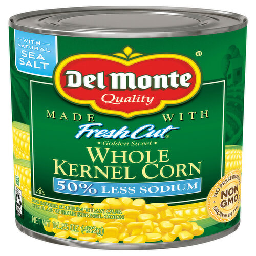 Del Monte Whole Kernel Corn, 50% Less Sodium
