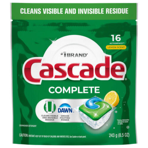 Cascade Complete Dishwasher Pods, Lemon Scent