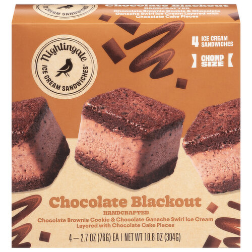 Nightingale Chomp Size Ice Cream Sandwiches Chocolate Blackout