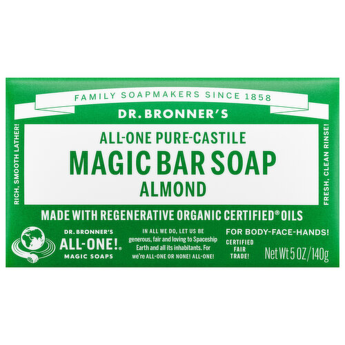 Dr. Bronner's Bar Soap, Pure-Castile, All-One Hemp, Almond
