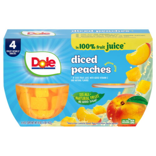 Dole Yellow Cling Diced Peaches in 100% Fruit Juice Cups